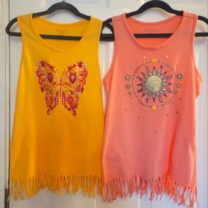 Children's Place set of 2 girls tank tops, yellow and orange, size 10/12